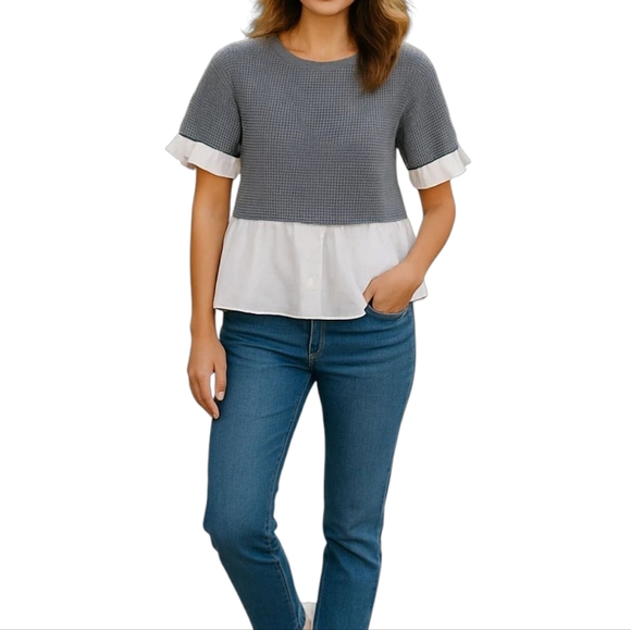 Pearl By Lela Rose Check Poplin Shirt - Picture 1 of 9